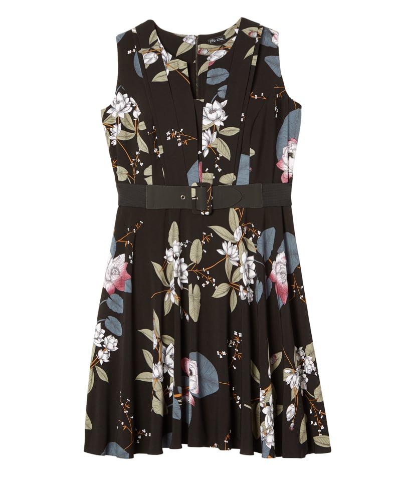 Front of plus size Lyra Belted Fit & Flare Dress  by City Chic | Dia&Co | dia_product_style_image_id:140642